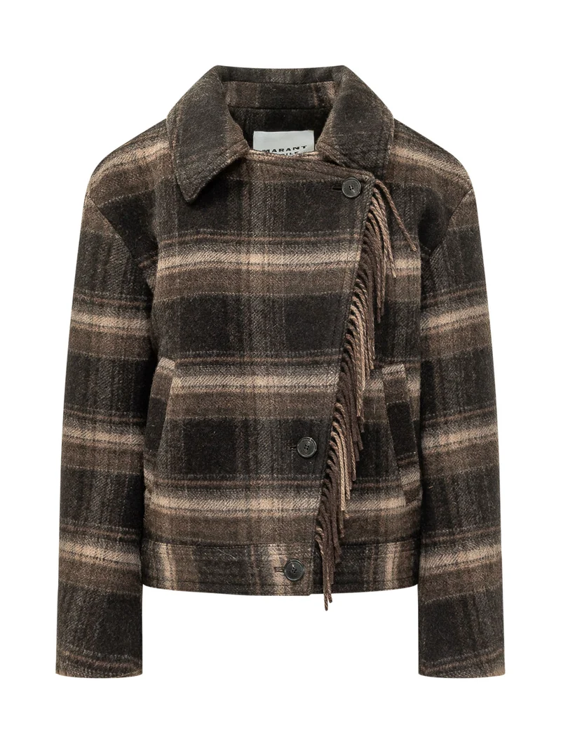 Galeane Cardigan a Quadri con Frange