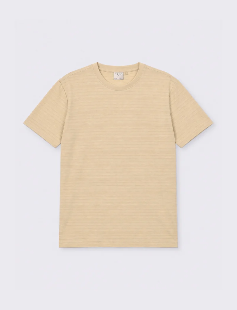T-SHIRT JACQUARD EFFETTO RIGHE - Beige ecru