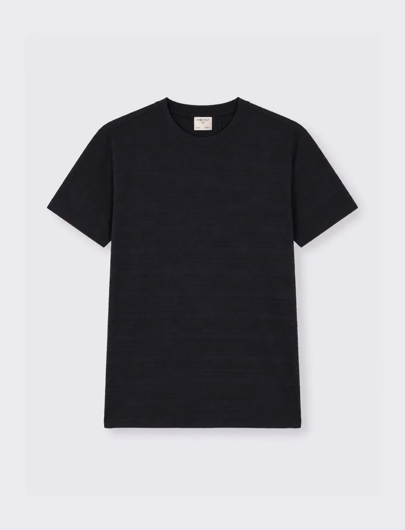T-SHIRT JACQUARD EFFETTO RIGHE - Blu