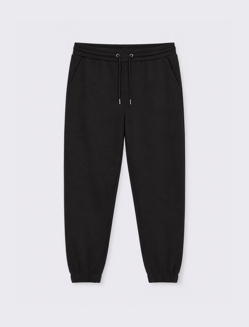 PANTALONI JOGGER BASIC IN PIQUET - Nero