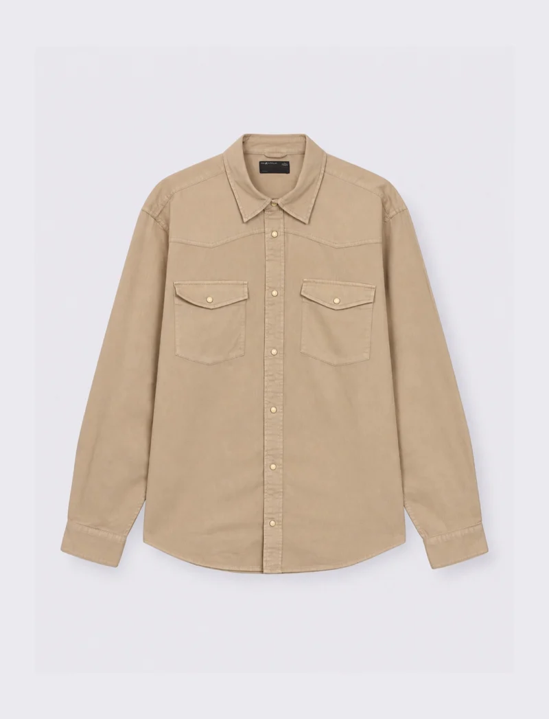 CAMICIA IN DENIM COLORATO - Beige