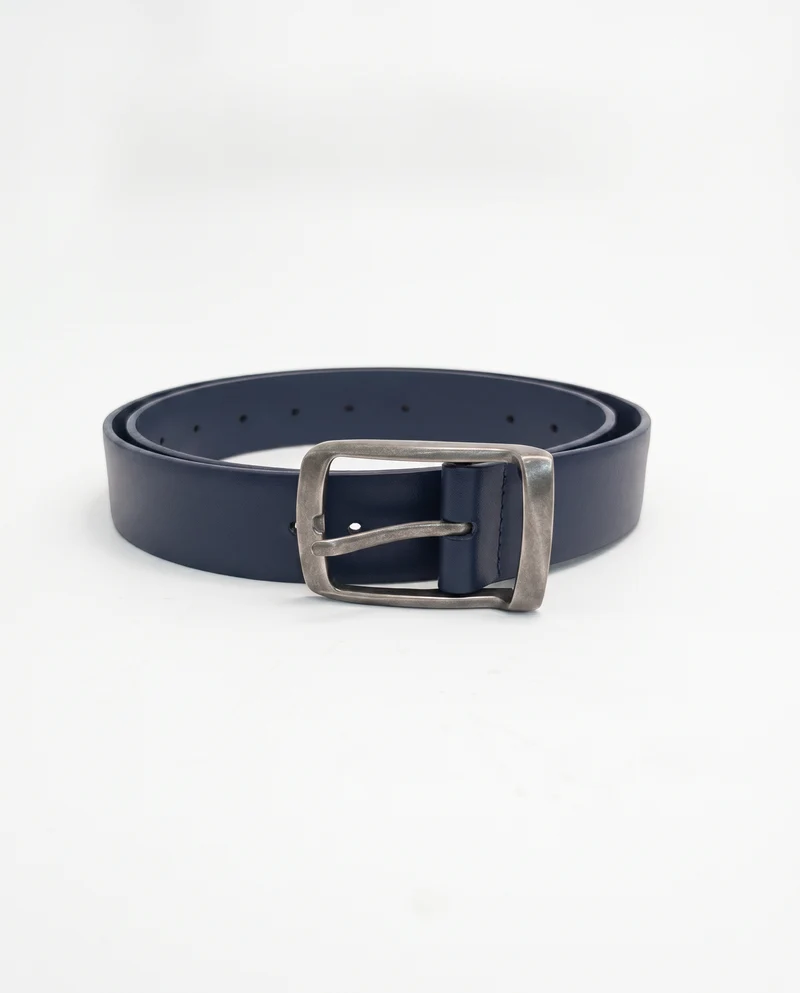 Cintura uomo fibbia anticata metallo 3,5 cm - Blu