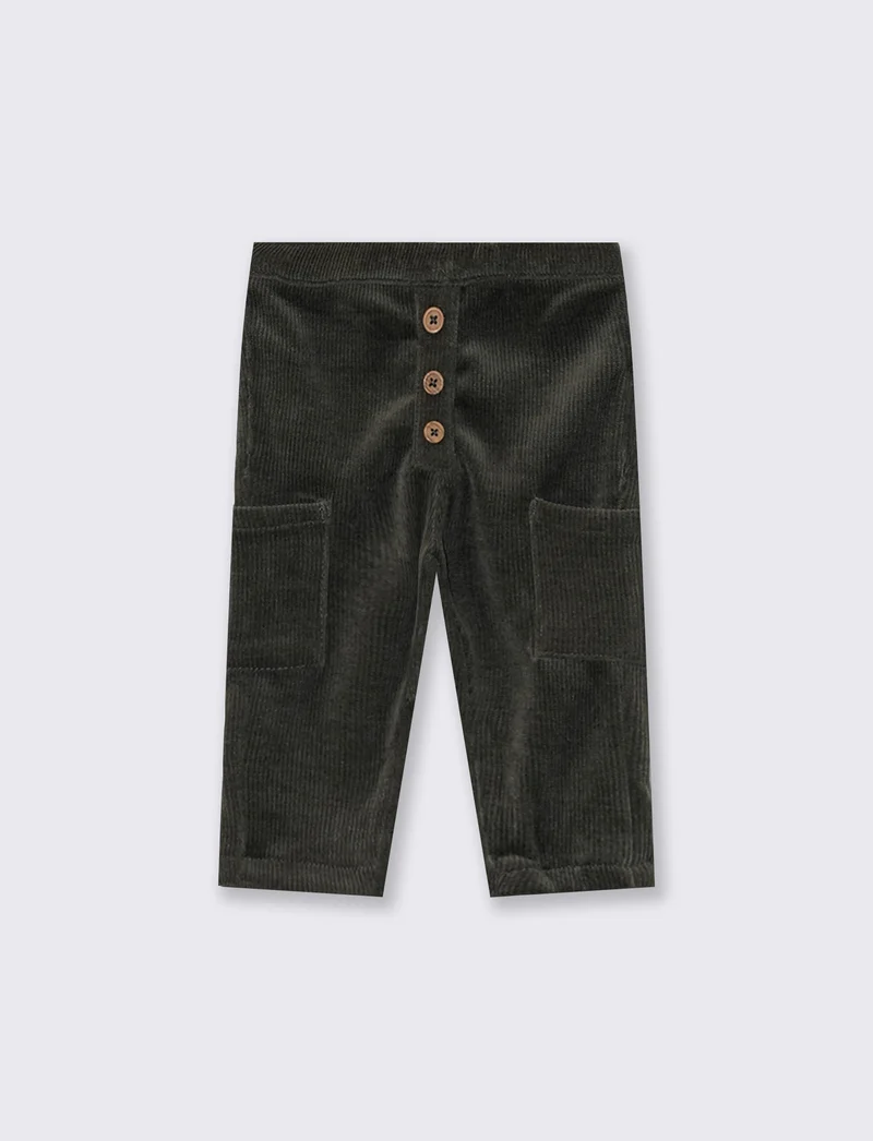 Pantaloni ampi in velluto a coste con tasche - Marrone