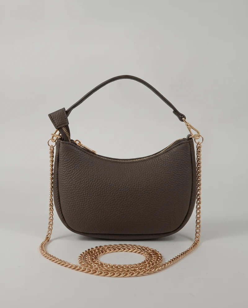 Borsa mezzaluna piccola elegante - Grigio fango