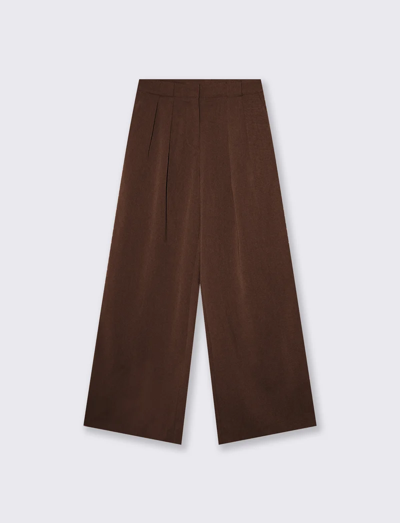 pantalone con pieghe e tasche ai fianchi - Marrone