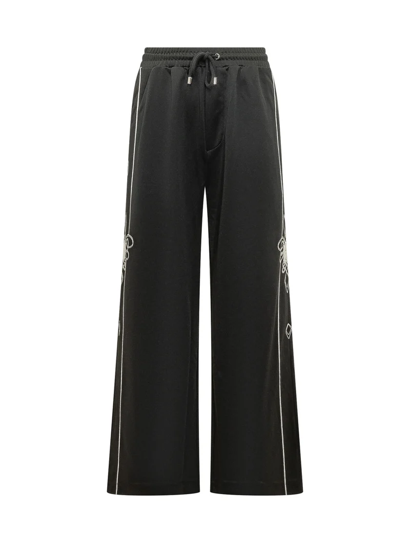 Pantaloni Lasso con Profili a Contrasto