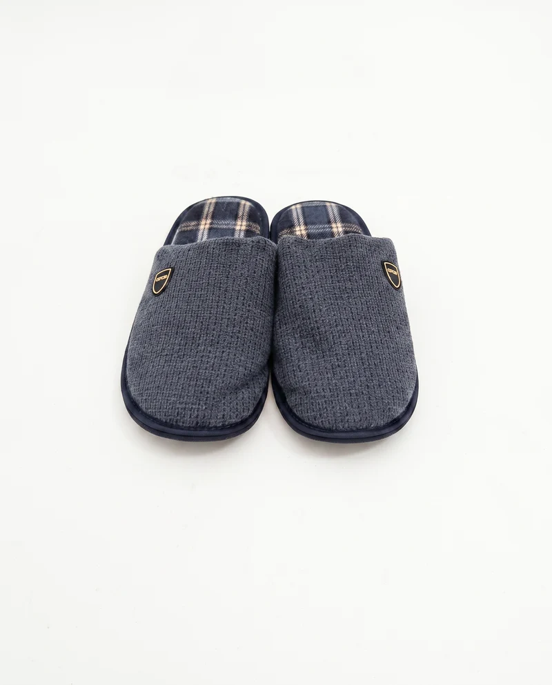 Pantofola uomo effetto galles in tessuto - Blu