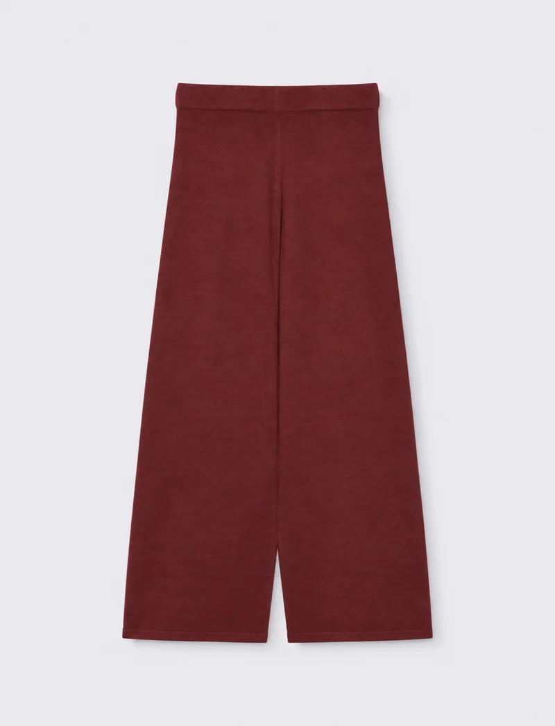 Pantalone in maglia palazzo - Rosso rubino