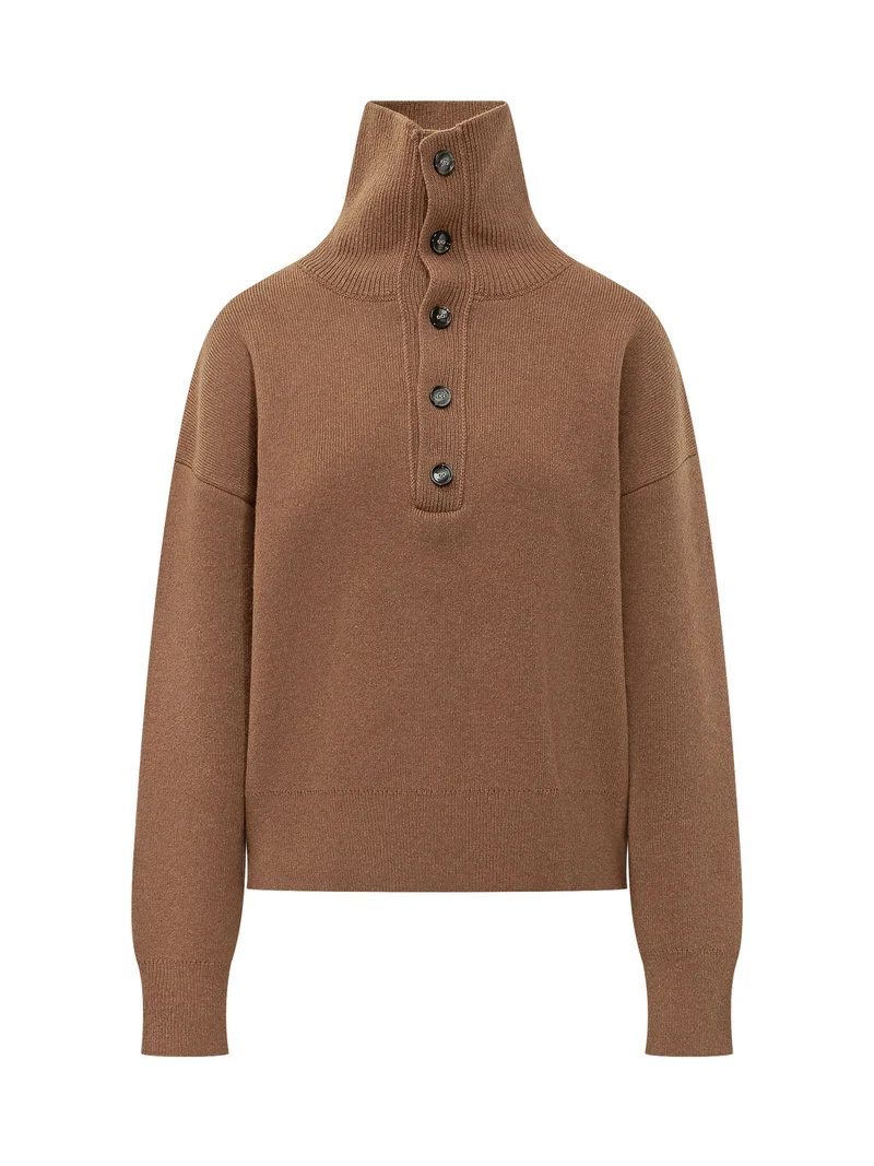 Maglione con Collo Alto Abbottonato