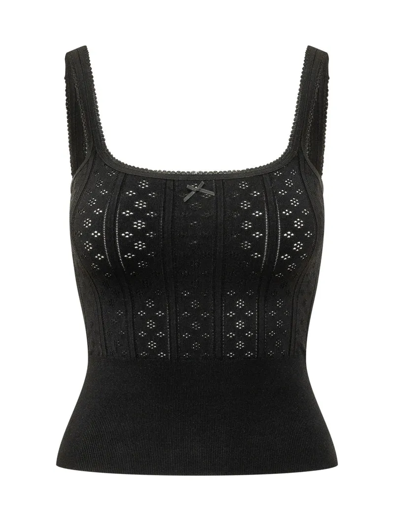 Top Pointelle con Fiocco