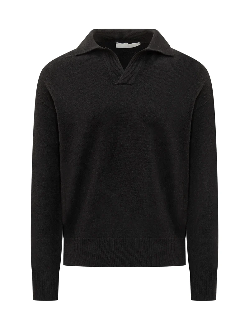 Amaranto Maglione Nero con Colletto