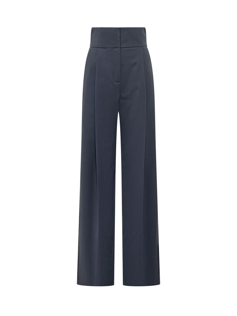 Pantaloni a Gamba Ampia con Pieghe