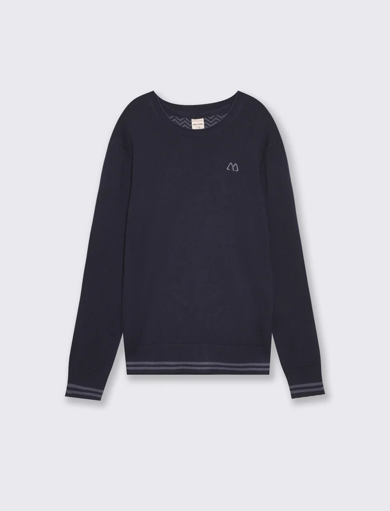 Maglioncino girocollo con toppe maniche - Blu