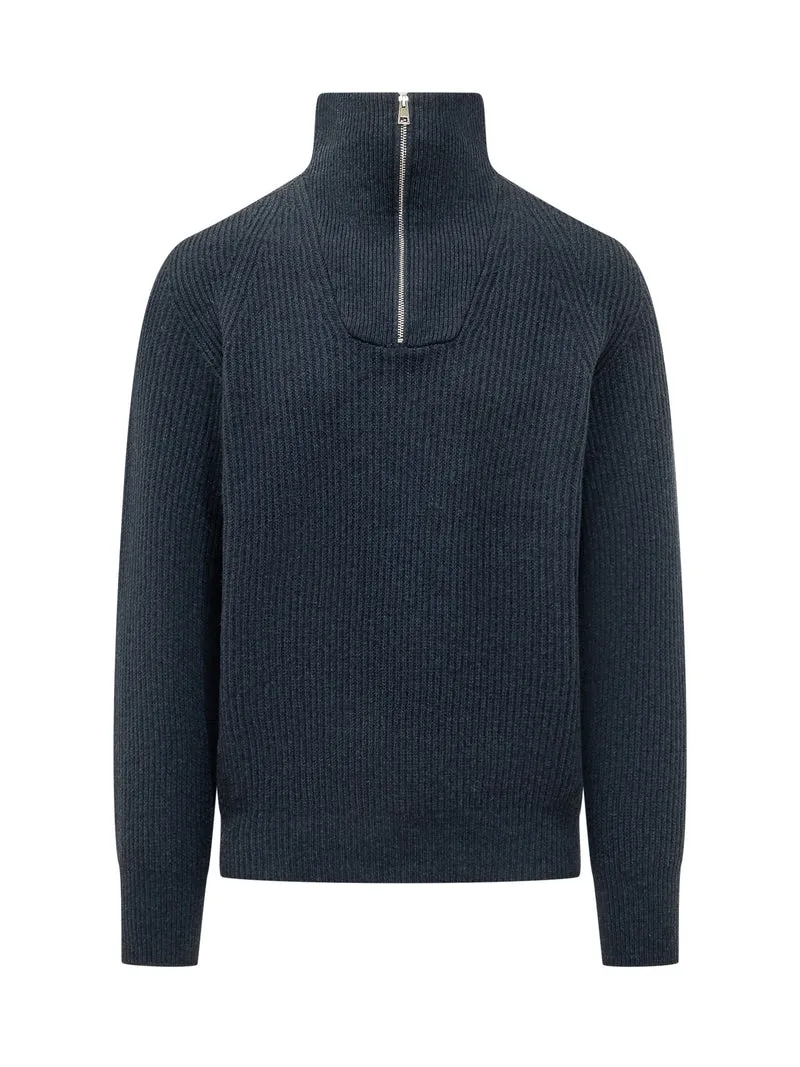 Maglia con Collo Alto e Mezza Zip