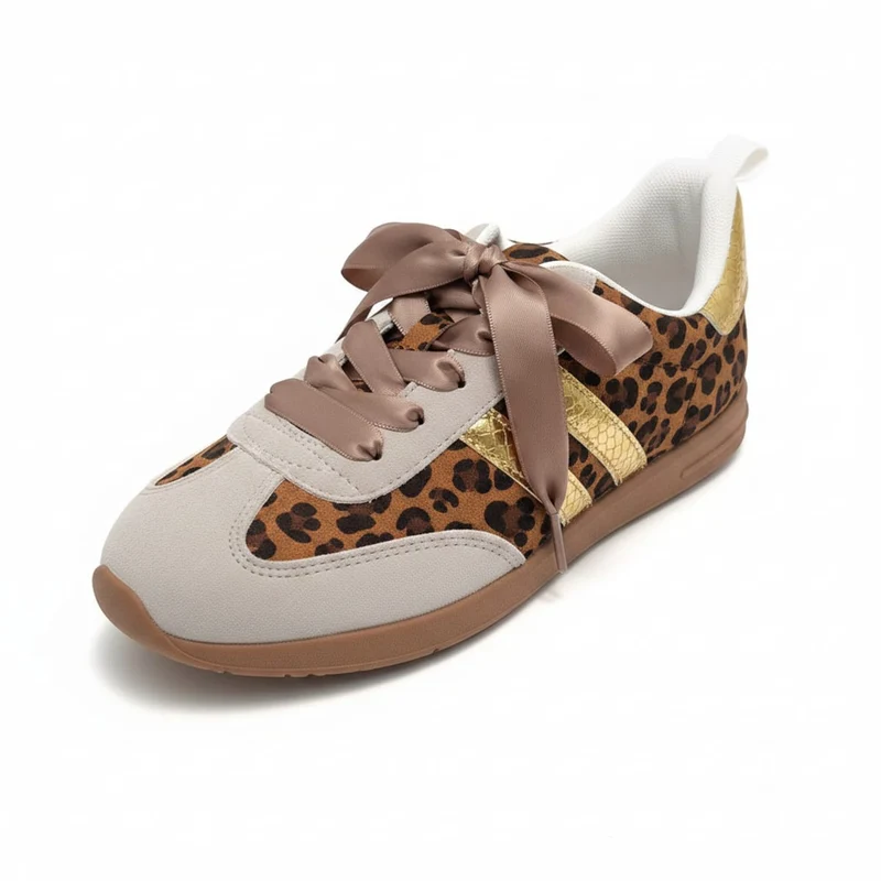 Sneakers maculato in microfibra beige e oro - Maculato
