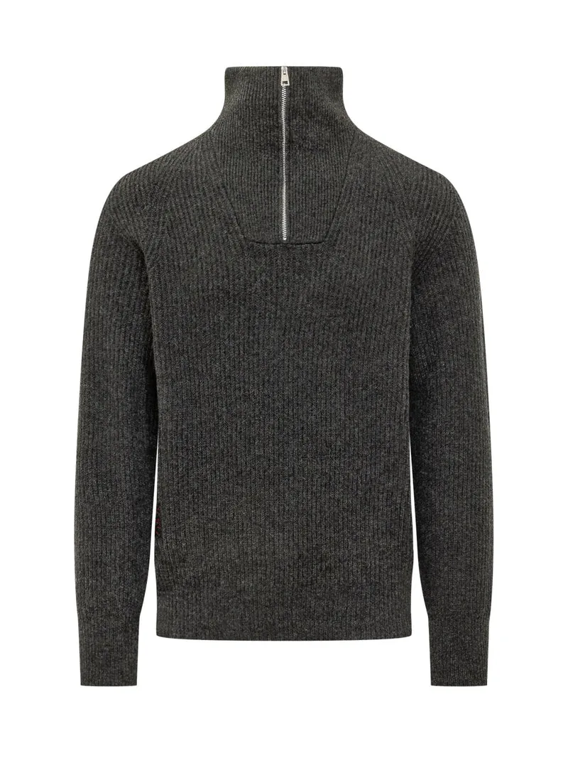 Maglia a Collo Alto con Mezza Zip