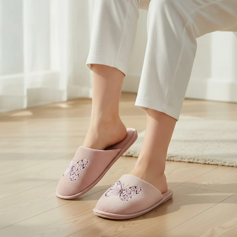 Pantofola da con stampa butterfly - Rosa