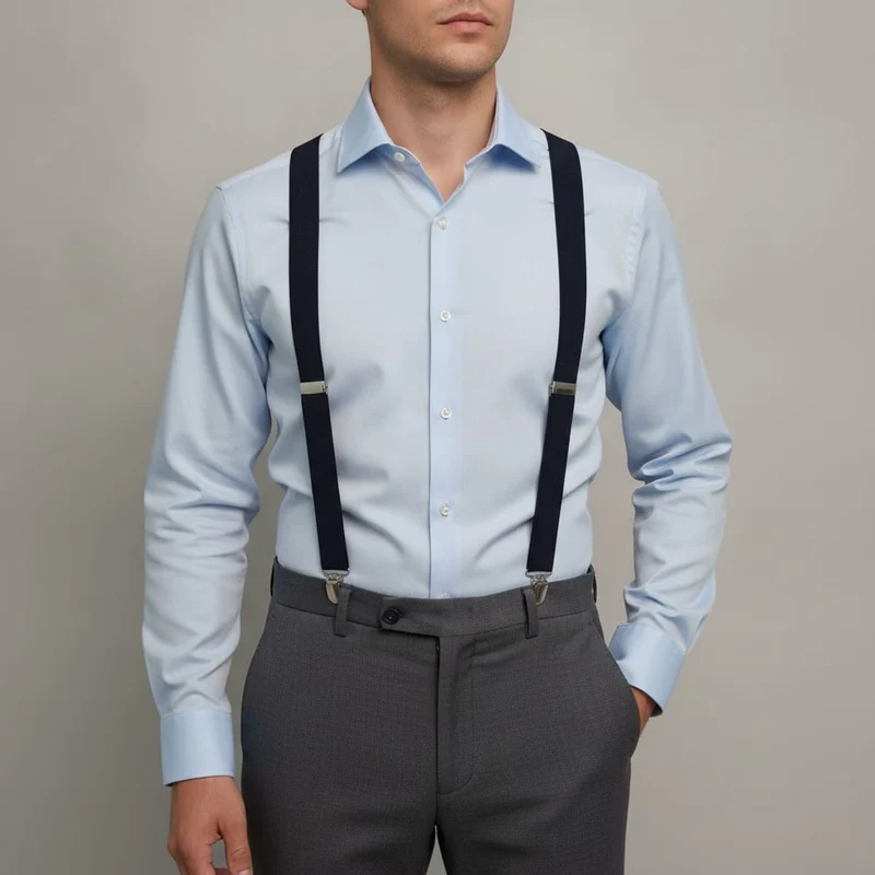 Bretelle uomo tinta unita eleganti - Blu