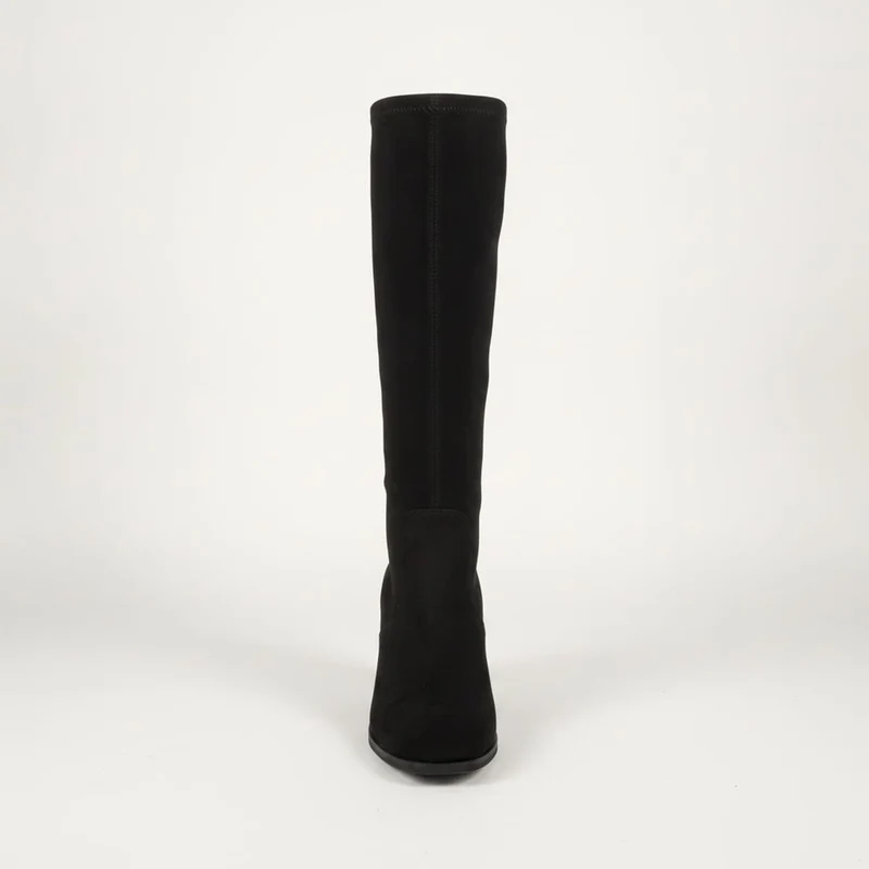 Stivale scamosciato nero con tacco 80 mm - Nero