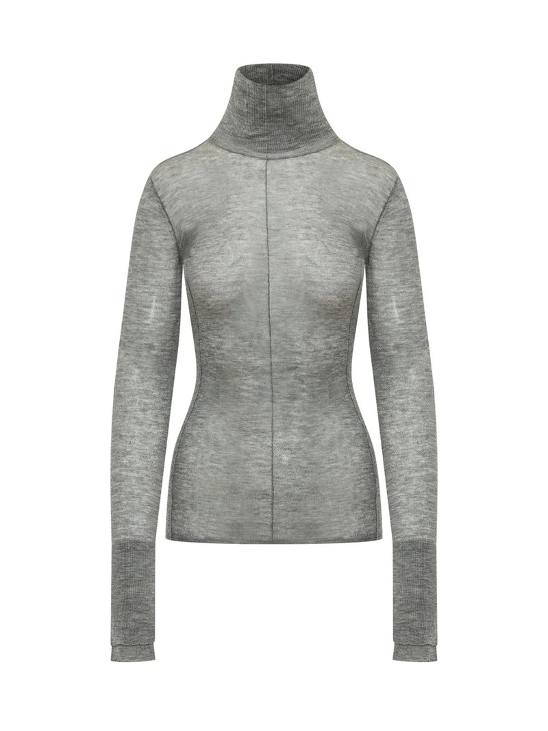 Maglia Tricot Aderente a Collo Alto
