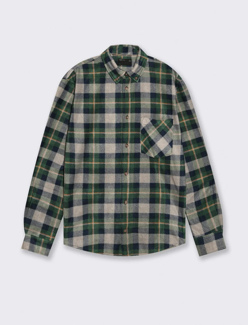 Camicia a quadri in pile bottondown - Verde