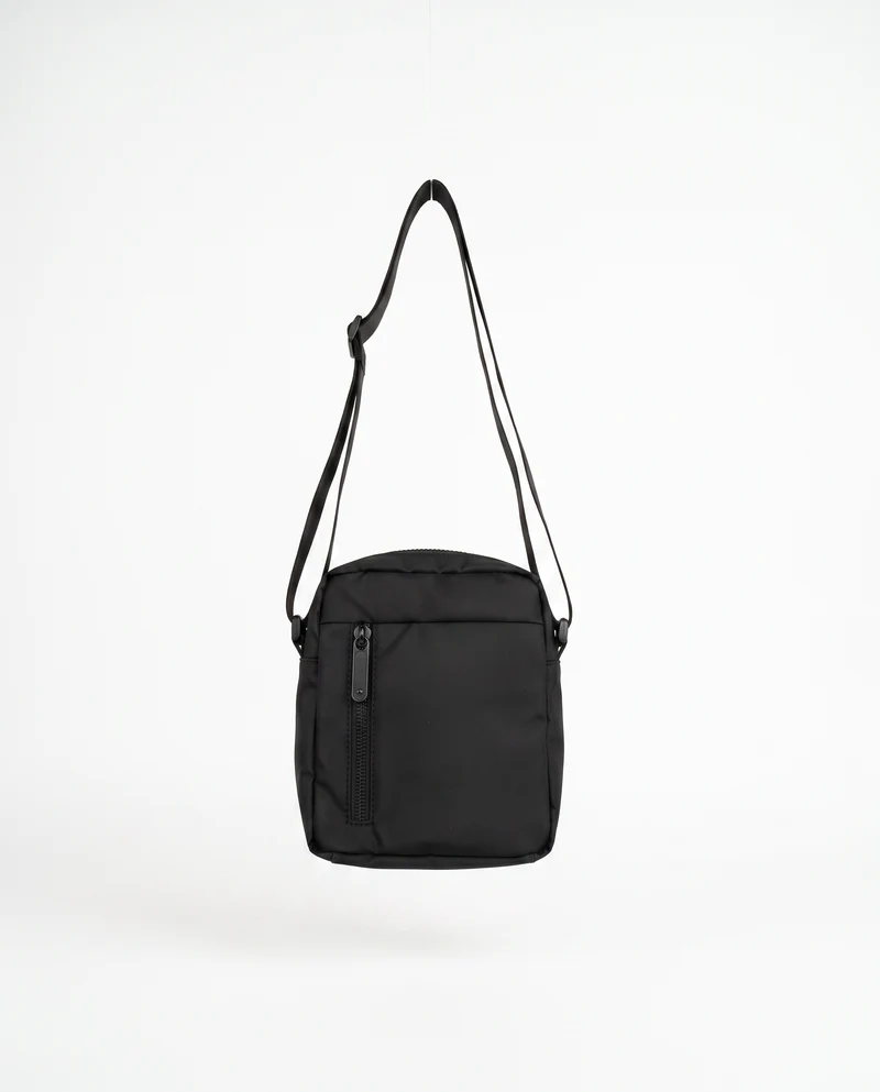 Tracolla gommata con zip per uomo - Nero