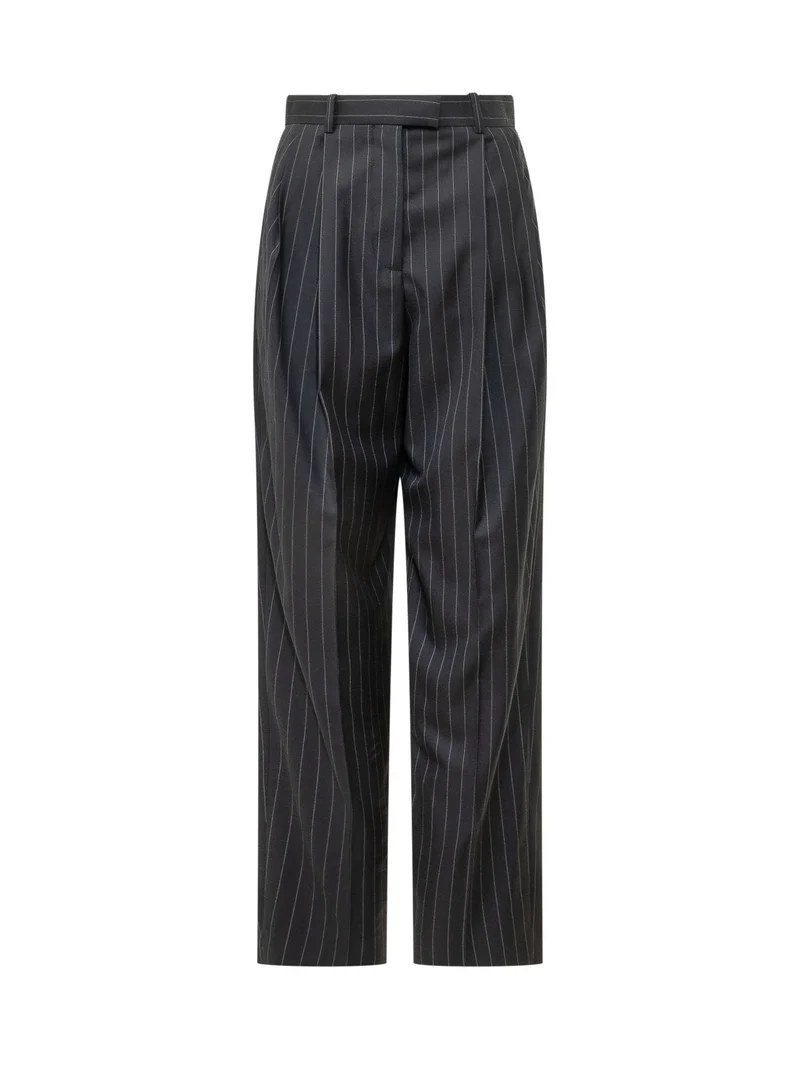 Pantaloni Double Pleat a Righe Sottili