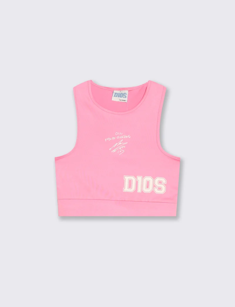 Canotta sporty da bambina con stampa D1OS - Rosa