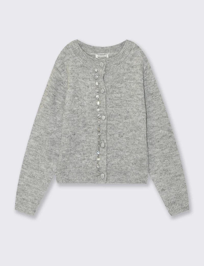 Maglia girocollo con bottoni e stile casual - Grigio