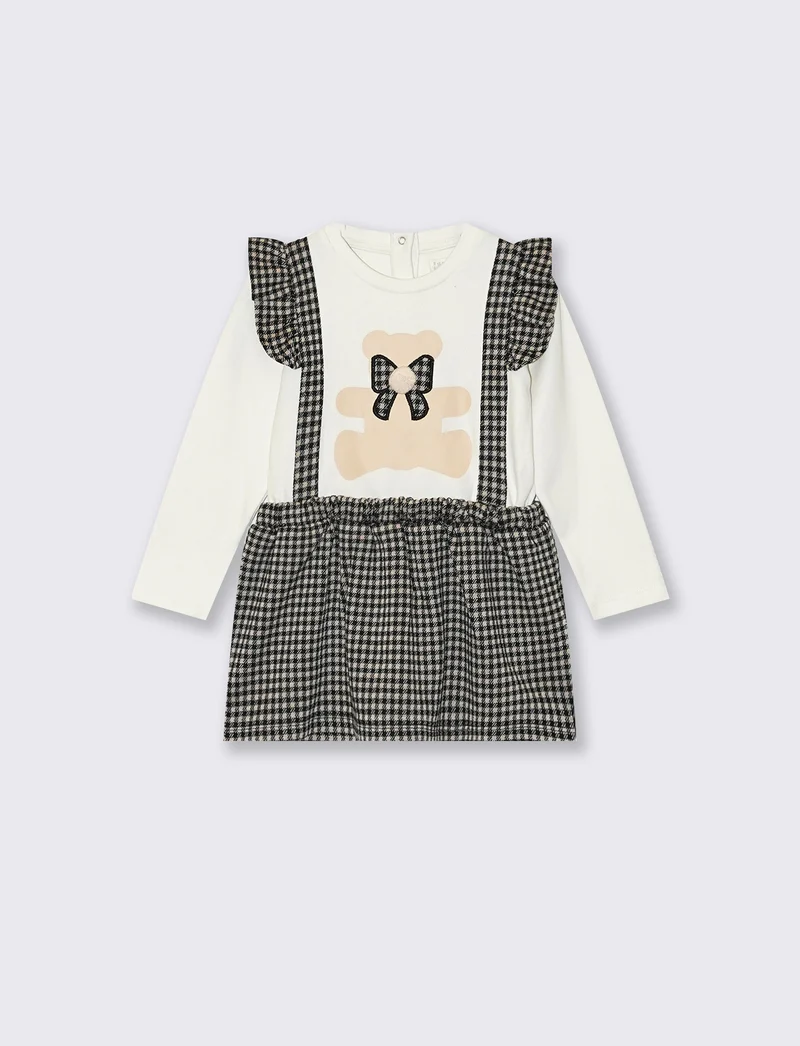 Abito salopette con t-shirt a quadretti - Fantasia