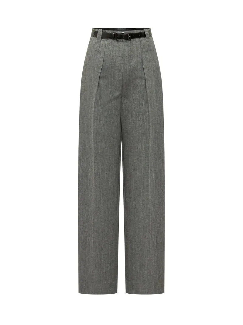 Pantaloni a Vita Alta con Cintura