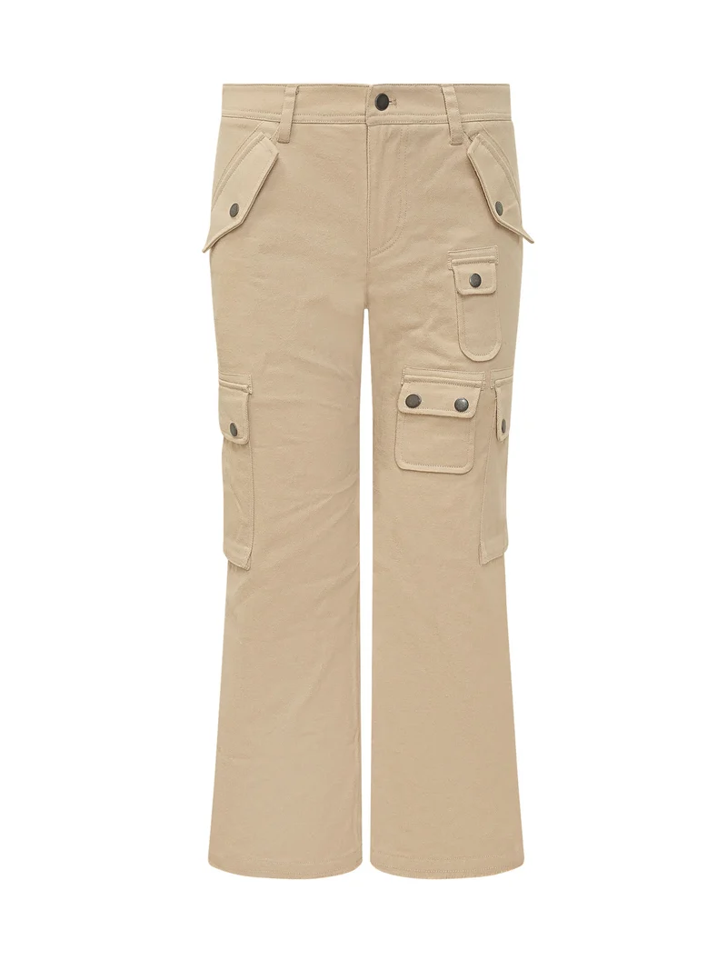 Pantaloni Cargo a Gamba Dritta con Tasche Applicate