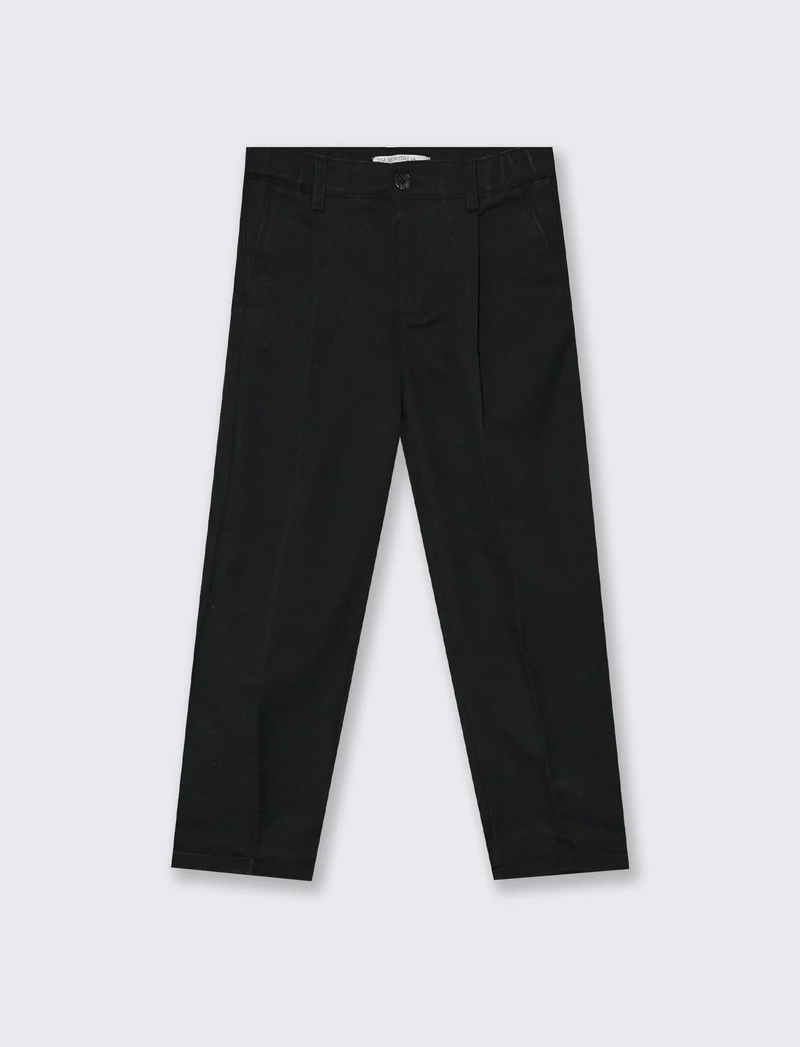 Pantaloni eleganti in polyester con zip - Nero
