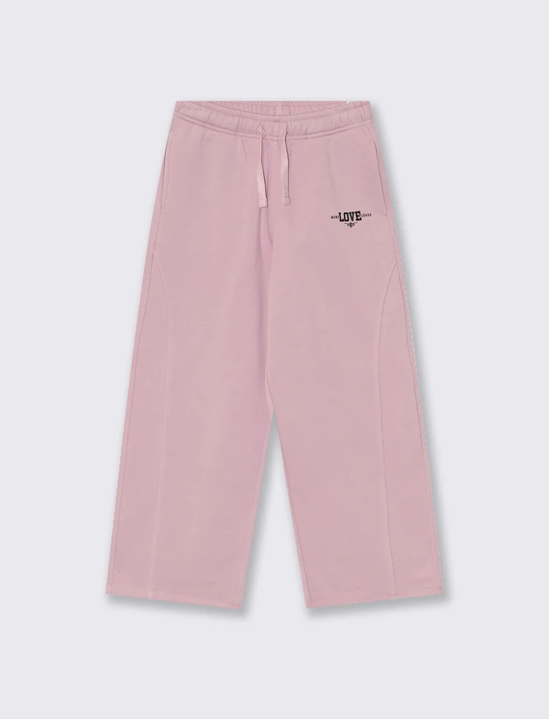 Jogger garzato da bambina gamba ampia - Rosa polvere