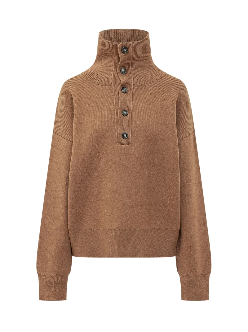 Maglia con Collo Alto Abbottonato