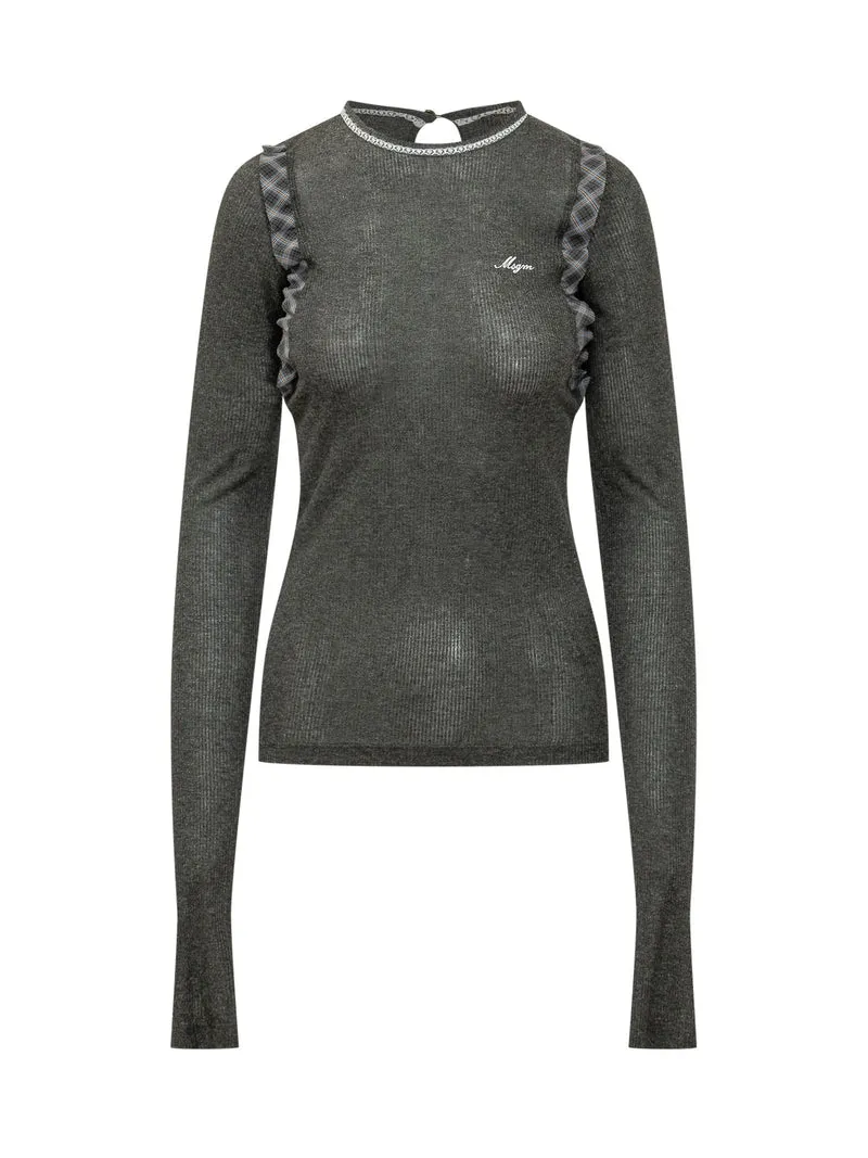 Top a Maniche Lunghe con Volant