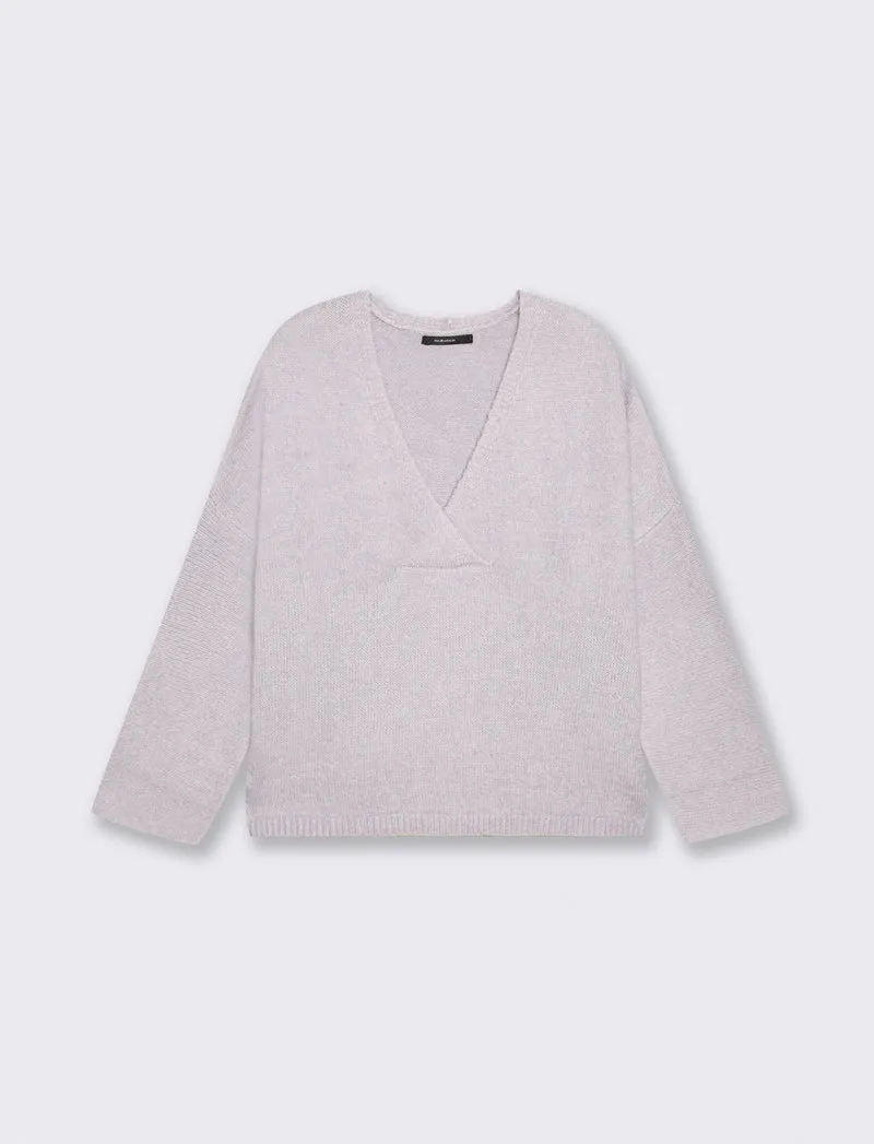 Pullover over con scollo a V elegante - Azzurro cielo