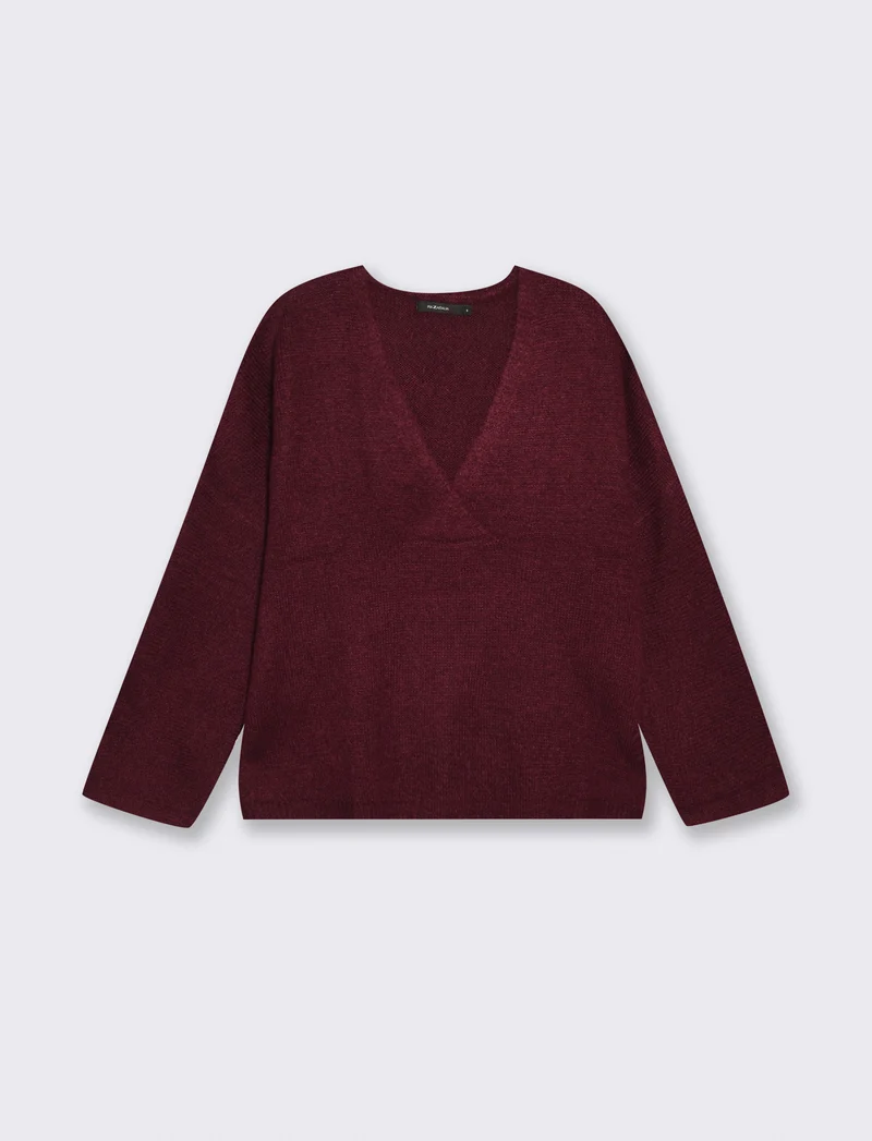 Pullover over con scollo a V elegante - Bordeaux
