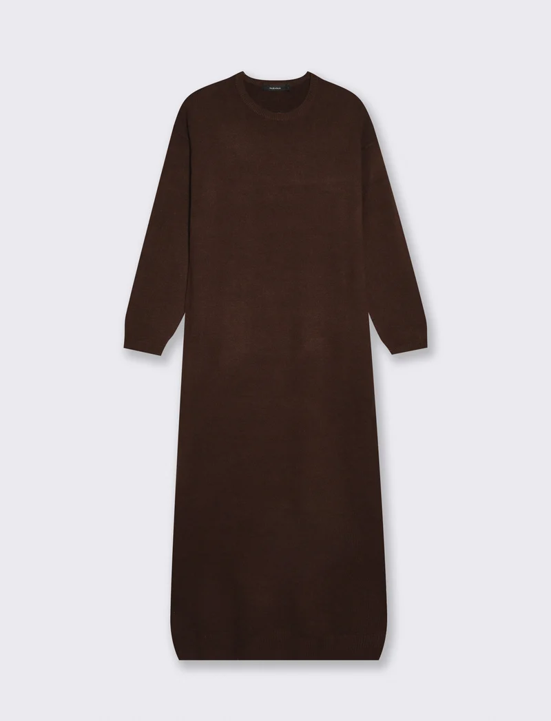 Vestito lungo in maglia con maniche 3/4 - Moro