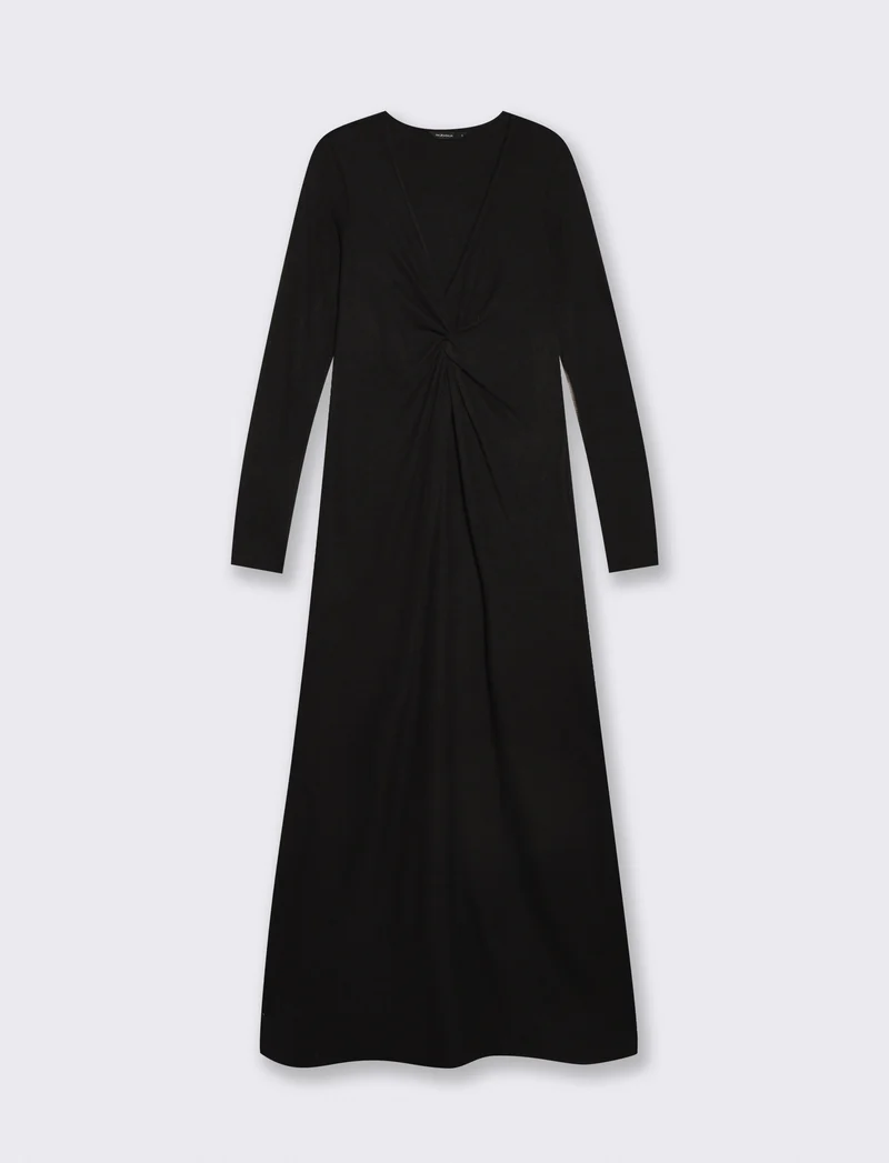Vestito lungo con incrocio elegante - Nero