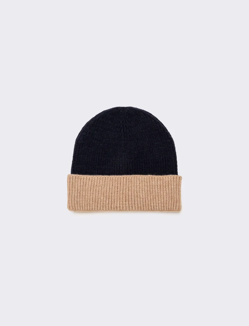 Cappello con risvolto bicolor uomo - Blu