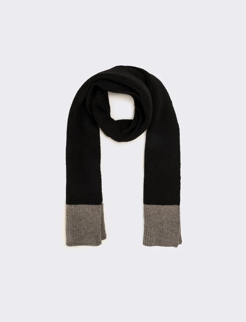 Sciarpa in maglia bicolor uomo - Nero