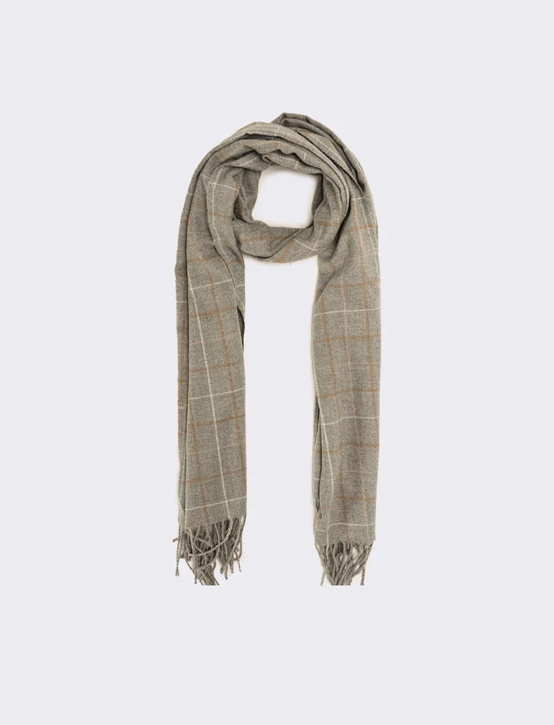 Sciarpa quadri con frange peso medio uomo - Grigio