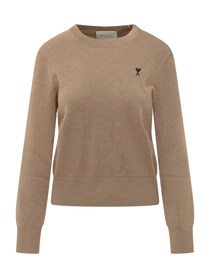 Maglia Girocollo con Logo Ricamato