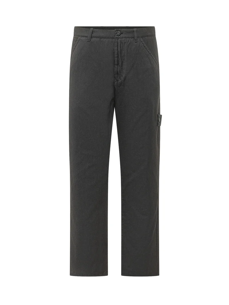 Pantaloni Dritti con Applicazione Laterale