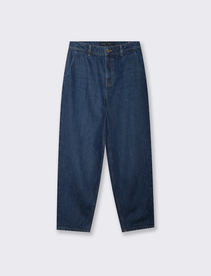 Jeans barrel a vita alta con tasche - DENIM SCURO