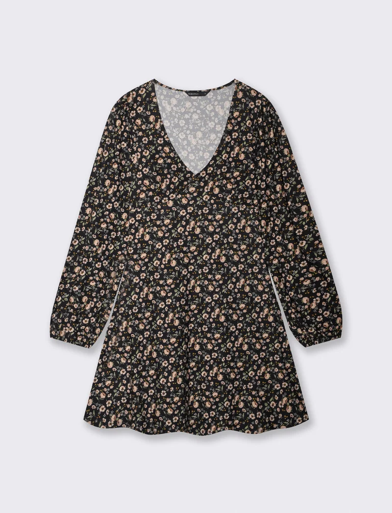 Vestito corto stampato con scollo a V - var 1