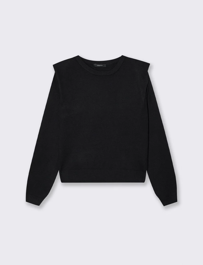 Pullover girocollo con spalline regolari - Nero