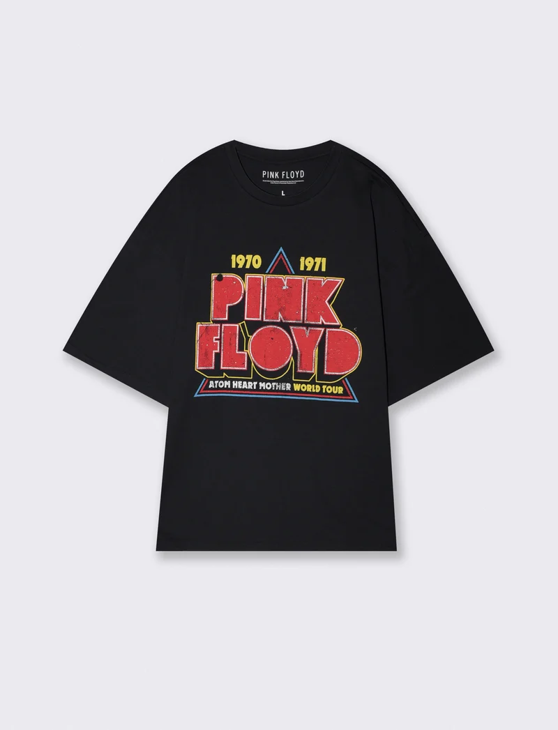 T-shirt Pink Floyd girocollo boxy fit - Nero