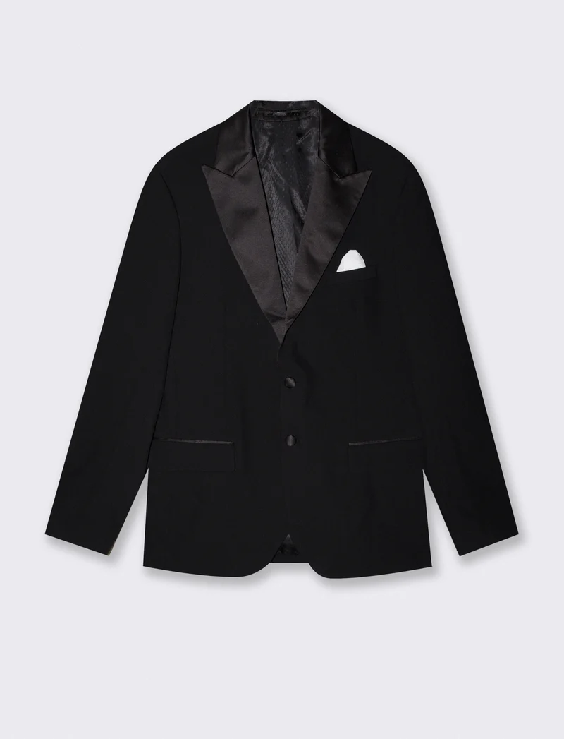Blazer da Smoking con Colletto in Raso - Nero